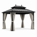 Aluminium- und Stahlpavillon mit Polyester-Vorhängen 300x400 cm grau/sand