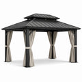 Gartenpavillon aus Aluminium 3x4m mit Vorhängen Schwarz