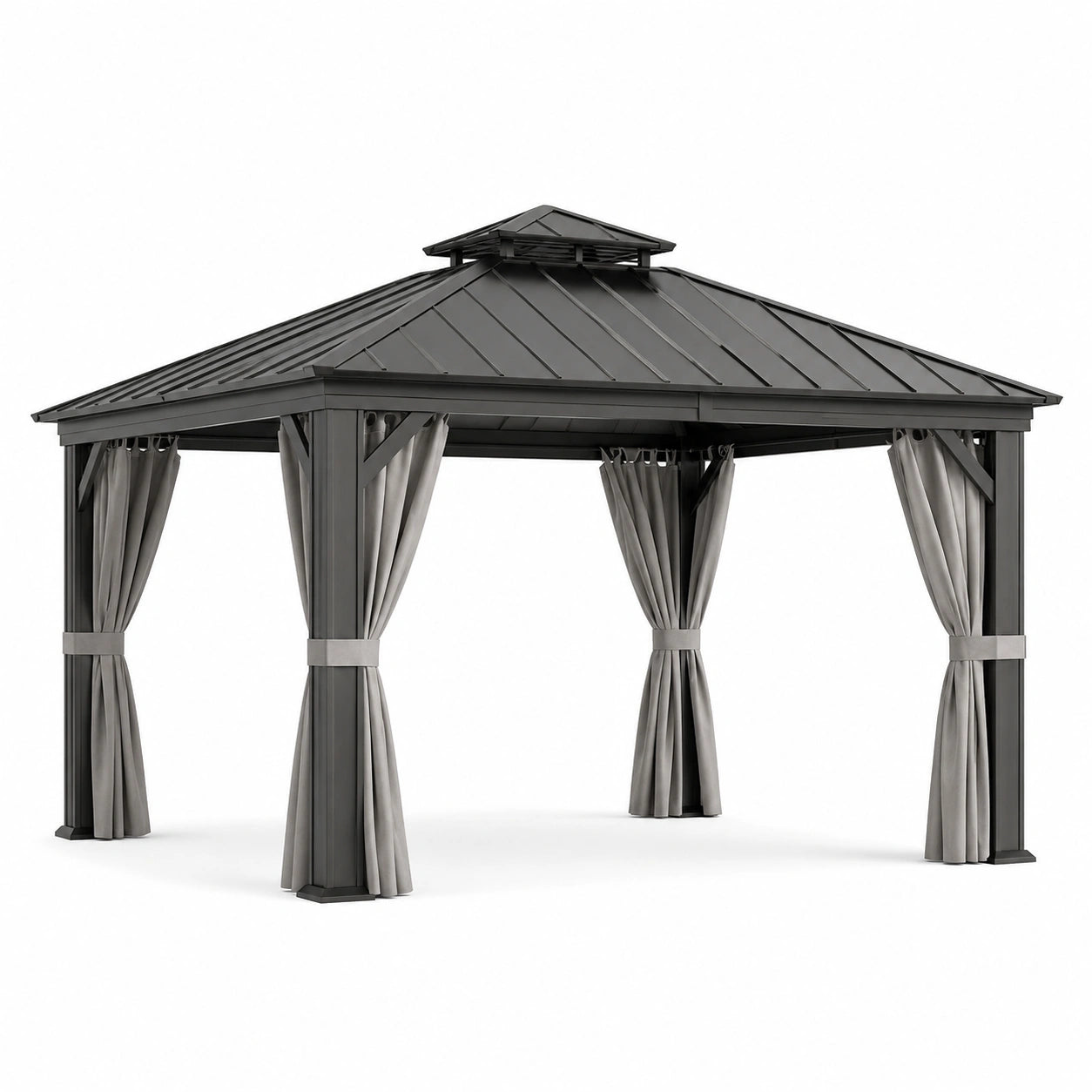 Pavillon aus Aluminium mit Stahldach 300cm x 300cm x 280cm Grau