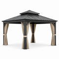 Gartenpavillon Aluminium mit Polycarbonatdach in Schwarz und Beige