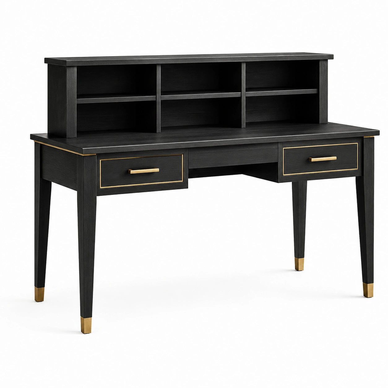 Schreibtisch aus MDF in Schwarz mit Messingakzenten, 120 cm