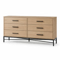 Schubladenschrank aus Eichenfurnier mit Stahlgestell 140x40x80 cm Natur