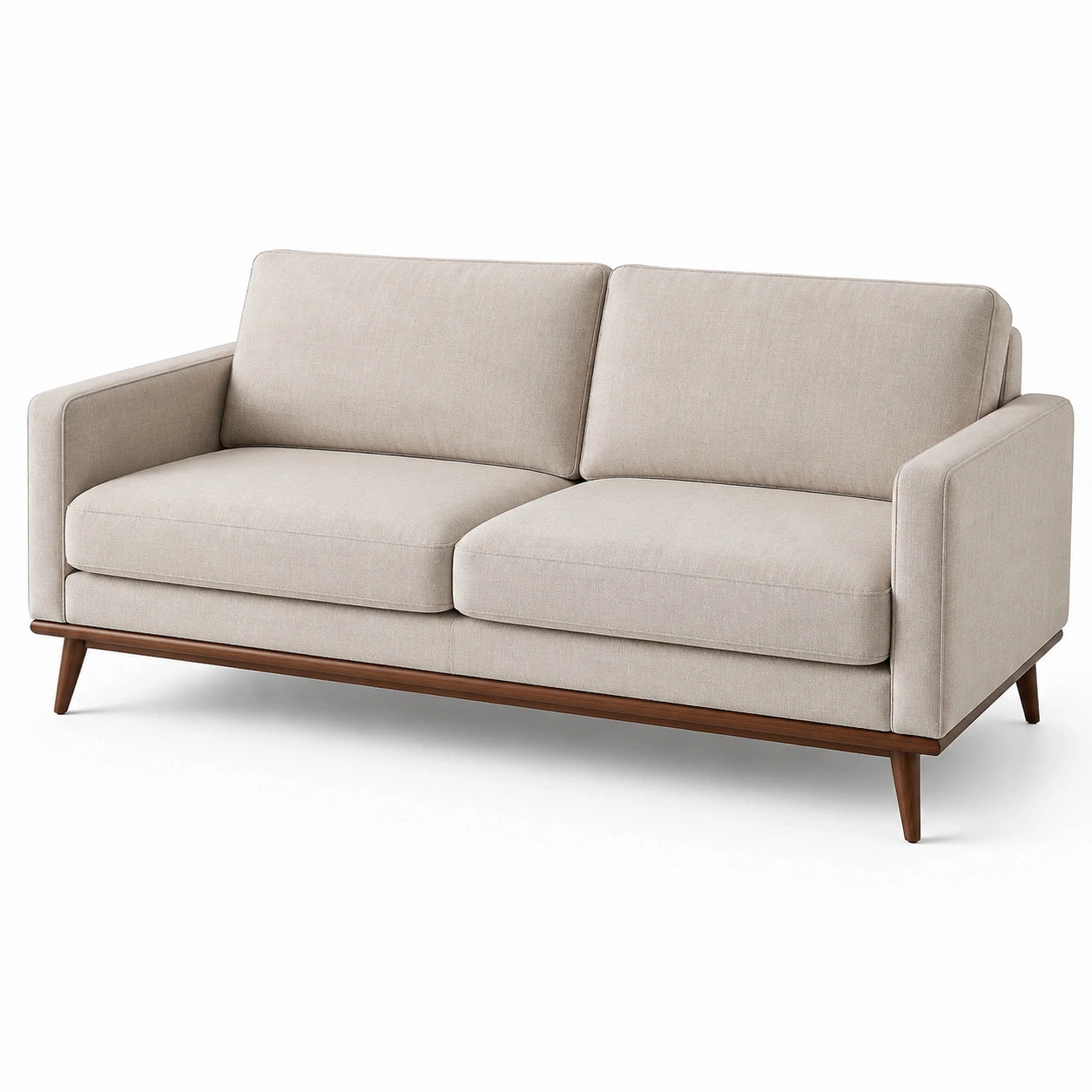 3-Sitzer Sofa aus Holz und Leinen 210x85x75 cm Beige