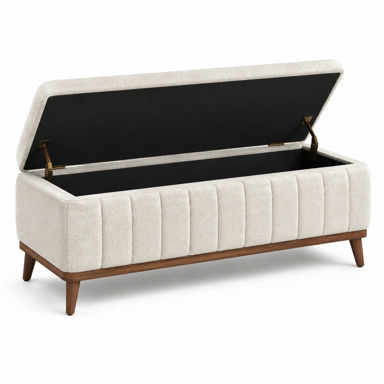 Aufbewahrungsbank aus Leinen und Holz Beige 120x40x45 cm