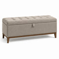 Gepolsterte Bank mit Stoffbezug 120x40x45cm Beige