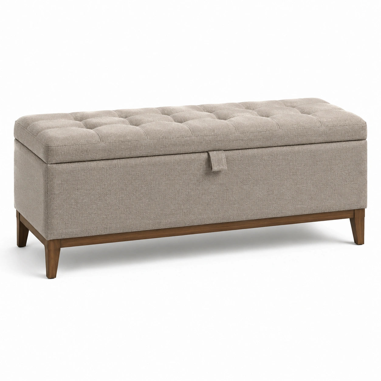 Gepolsterte Bank mit Stoffbezug 120x40x45cm Beige
