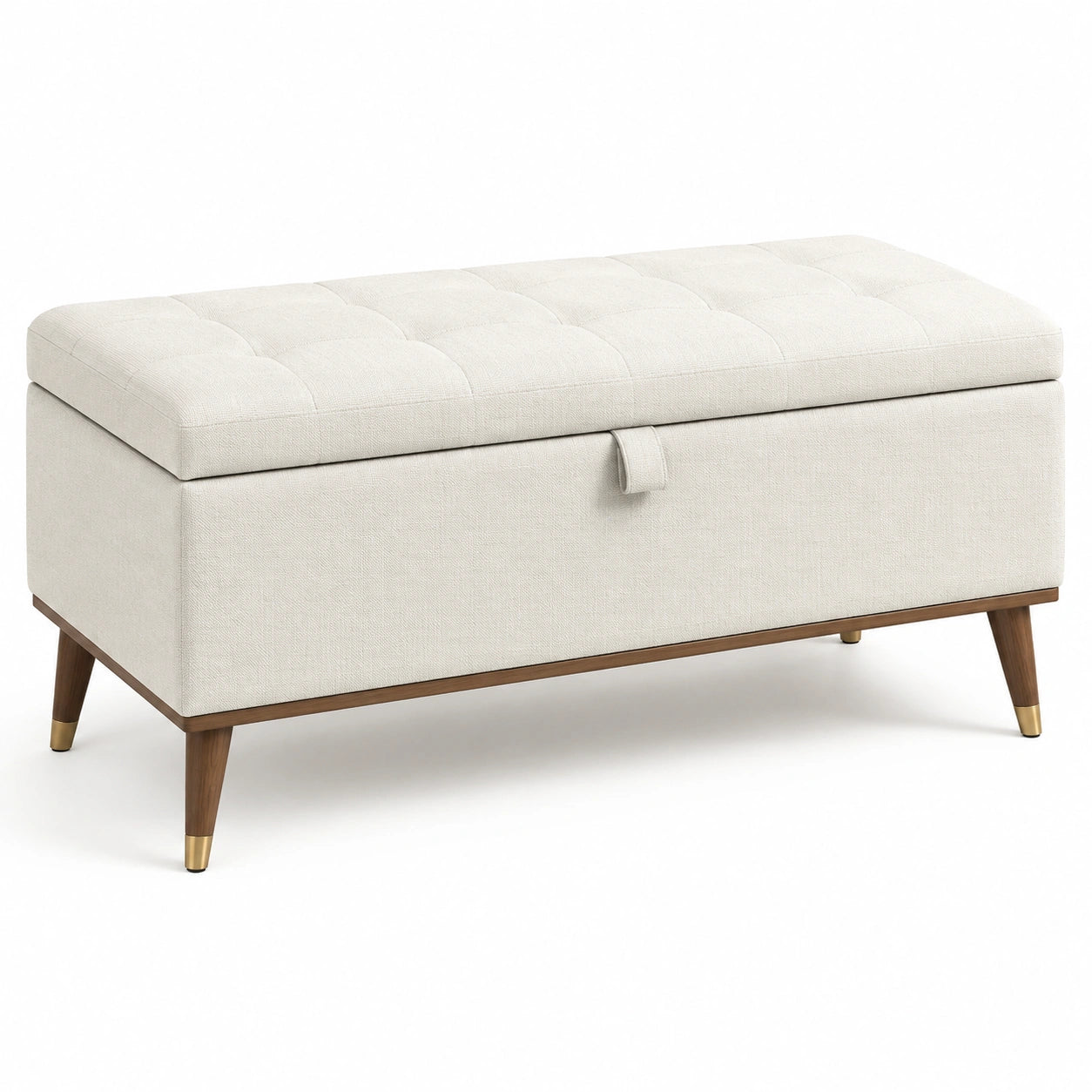 Aufbewahrungsbank aus Polyesterstoff 120x40x45 cm Beige