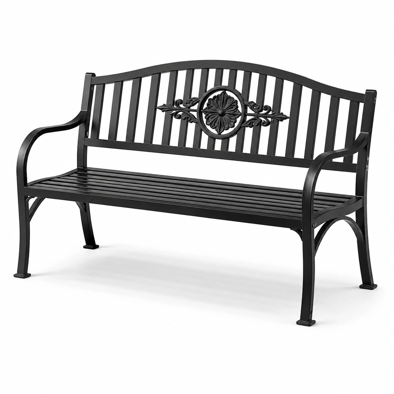 Gartenbank aus Stahl in Schwarz