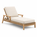 Teakholz Sonnenliege mit Polyrattan und Polyesterkissen Beige