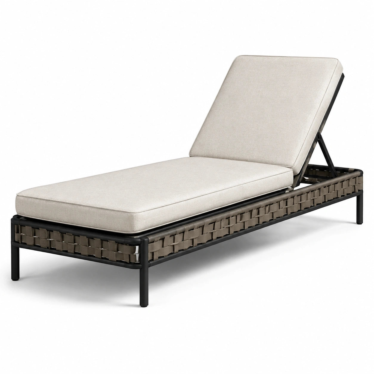 Metall Sonnenliege mit Polyesterpolsterung, Beige