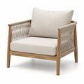 Gartenstuhl aus Teakholz mit Polyesterseil und Bezug in Beige