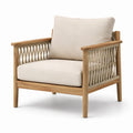 Teakholz Loungesessel mit Polyesternetz und Olefin-Kissen Beige