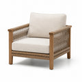 Garten-Loungesessel Teakholz Seilgeflecht Beige