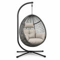 Hängesessel Polyrattan Stahl Grau mit Kissen Indoor Outdoor