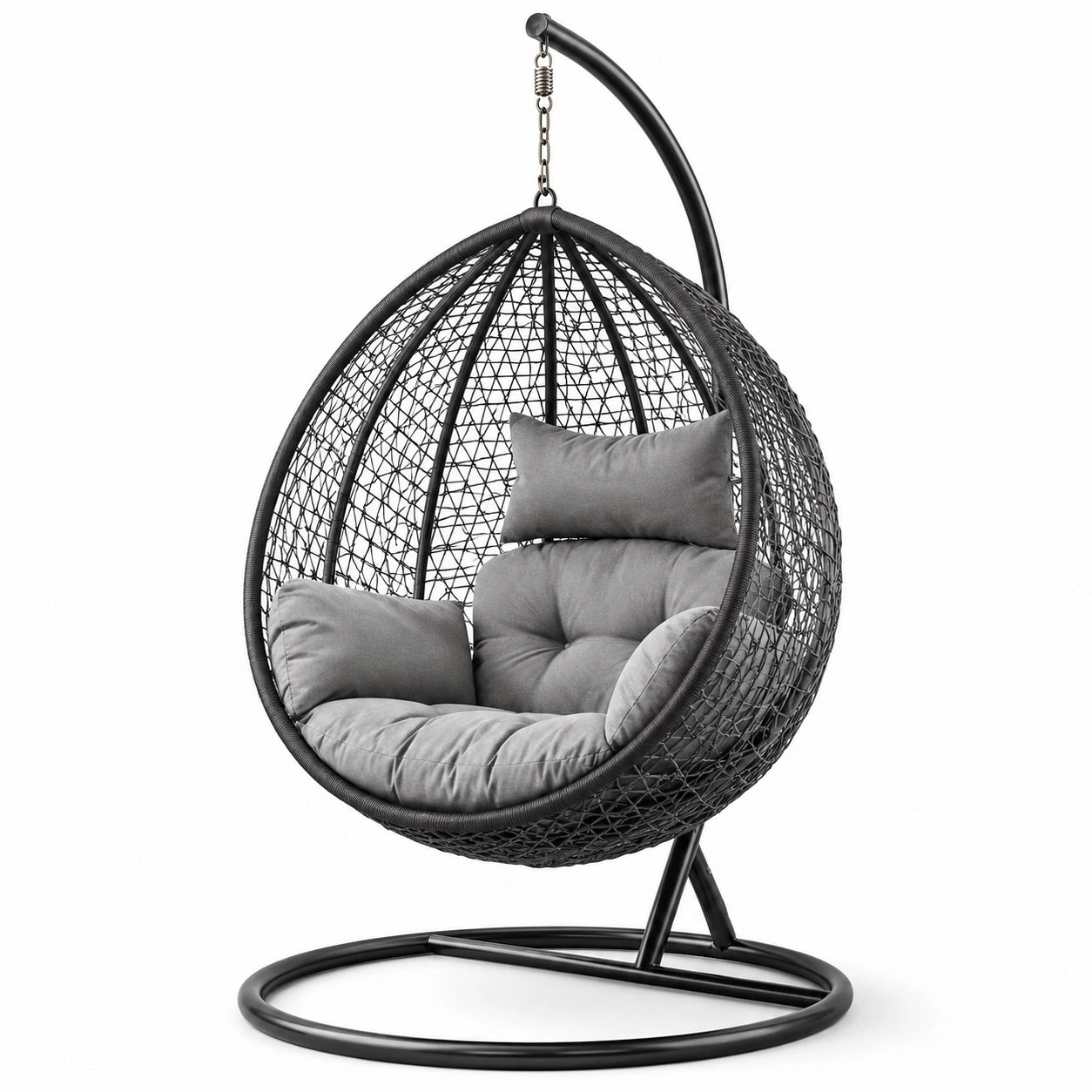 Metall Hängesessel mit PE-Rattan, grau